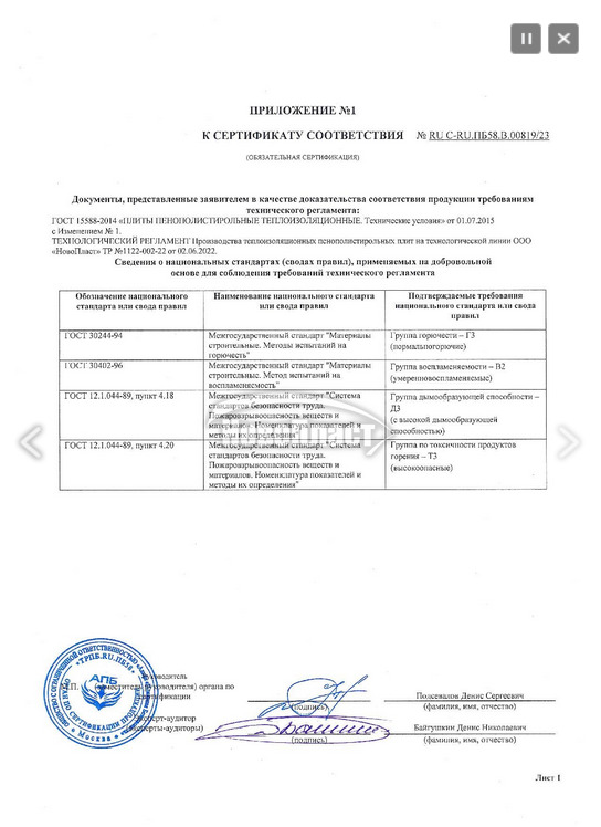 Сертификат термопанелей FASADEKS